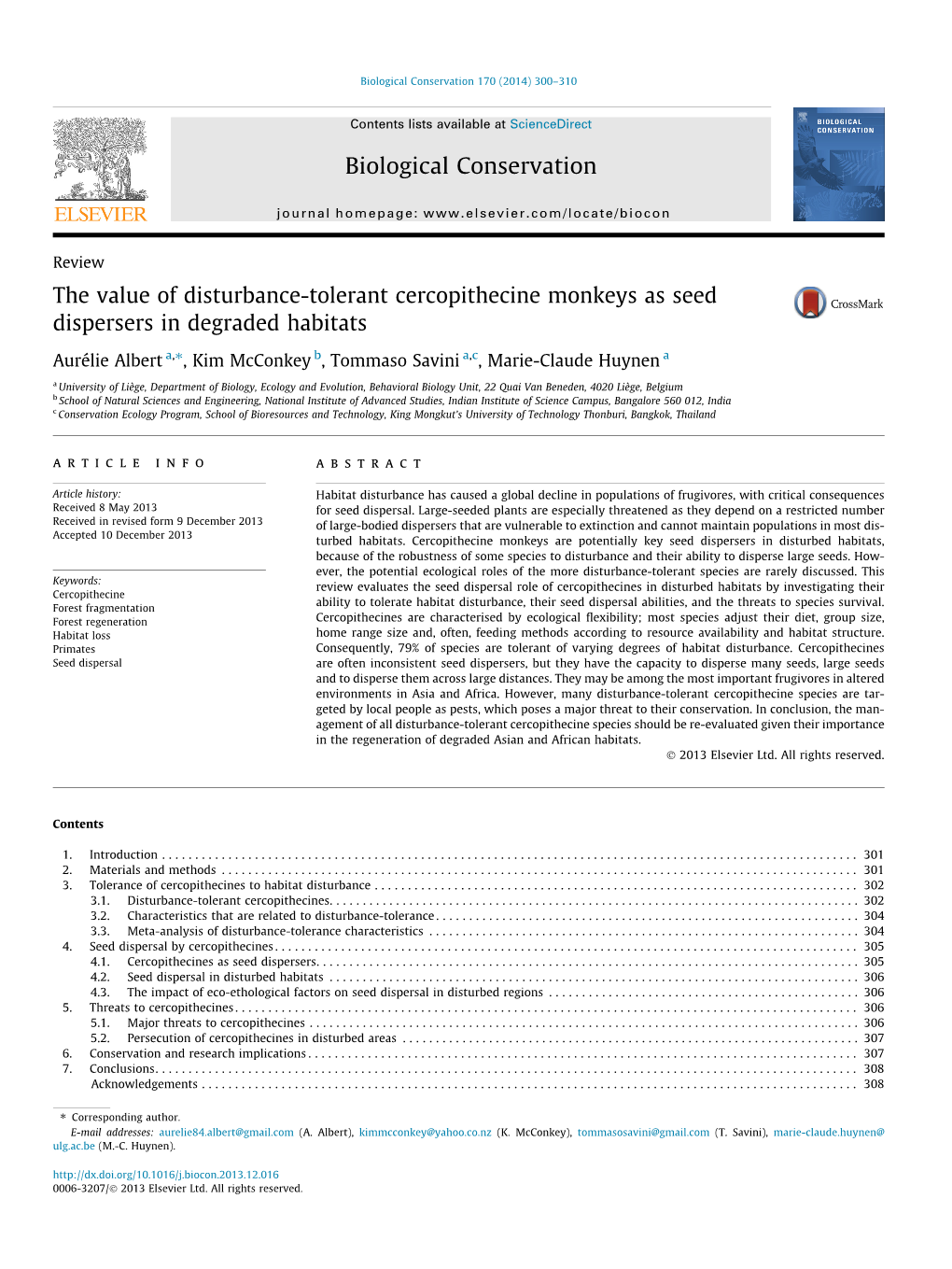 The Value of Disturbance-Tolerant Cercopithecine Monkeys As Seed