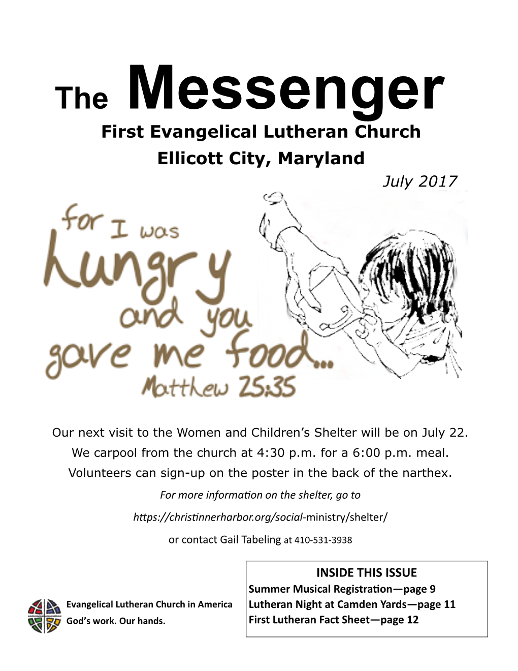 First Evangelical Lutheran Church Ellicott City, Maryland July 2017