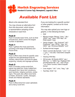 Available Font List