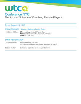 Conference NYC the Art and Science of Coaching Female Players