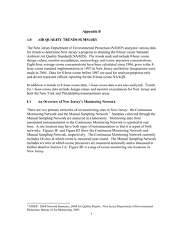 1 Appendix B 1.0 AIR QUALITY TRENDS SUMMARY the New