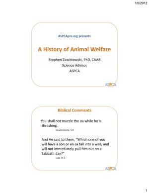 A History of Animal Welfare