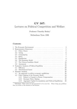 Lectures on Political Competition and Welfare