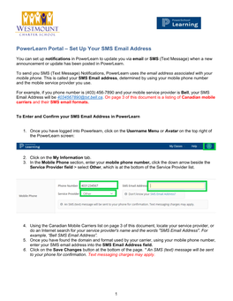 Powerlearn Portal – Set up Your SMS Email Address