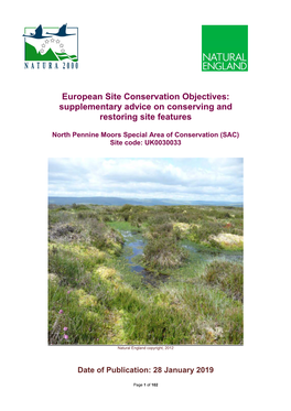 North Pennine Moors SAC Conservation Objectives Supplementary Advice
