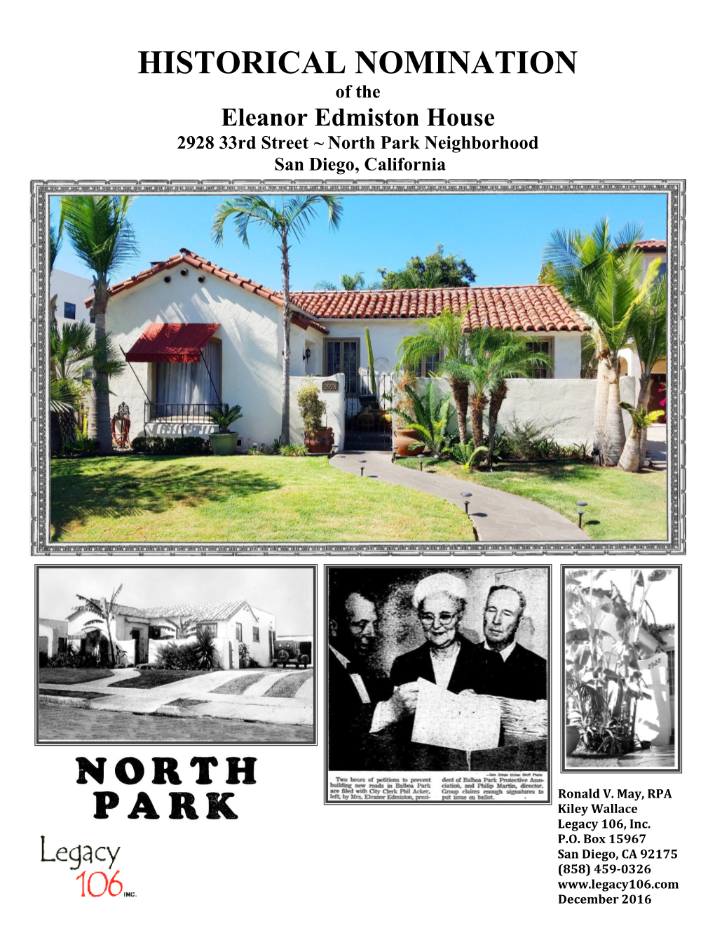 Eleanor Edmiston House 2928 33Rd Street ~ North Park Neighborhood San Diego, California