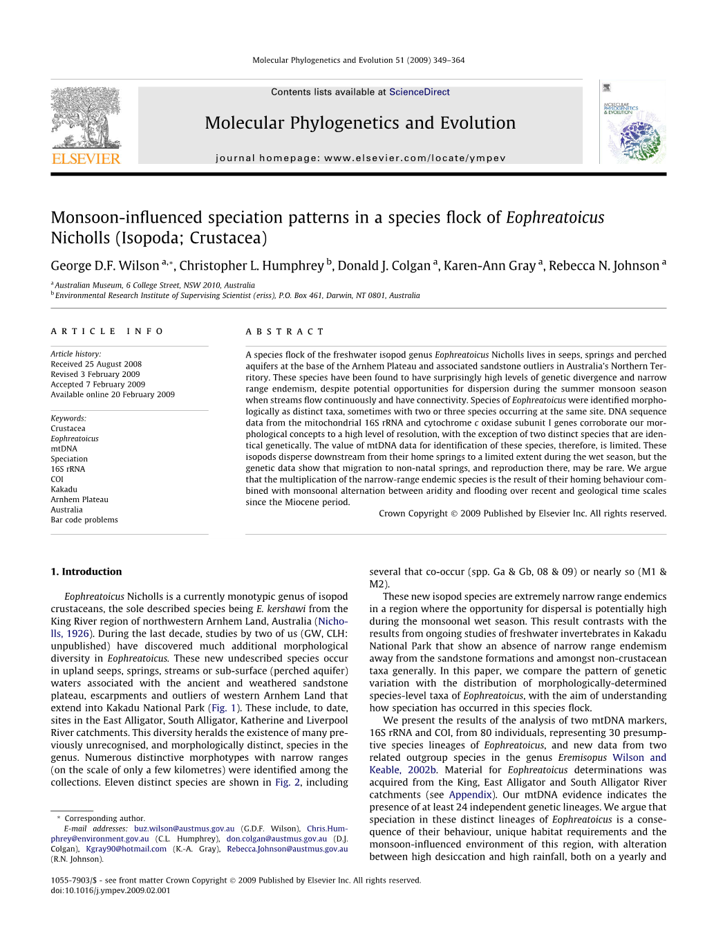 Monsoon-Influenced Speciation Patterns in a Species Flock Of