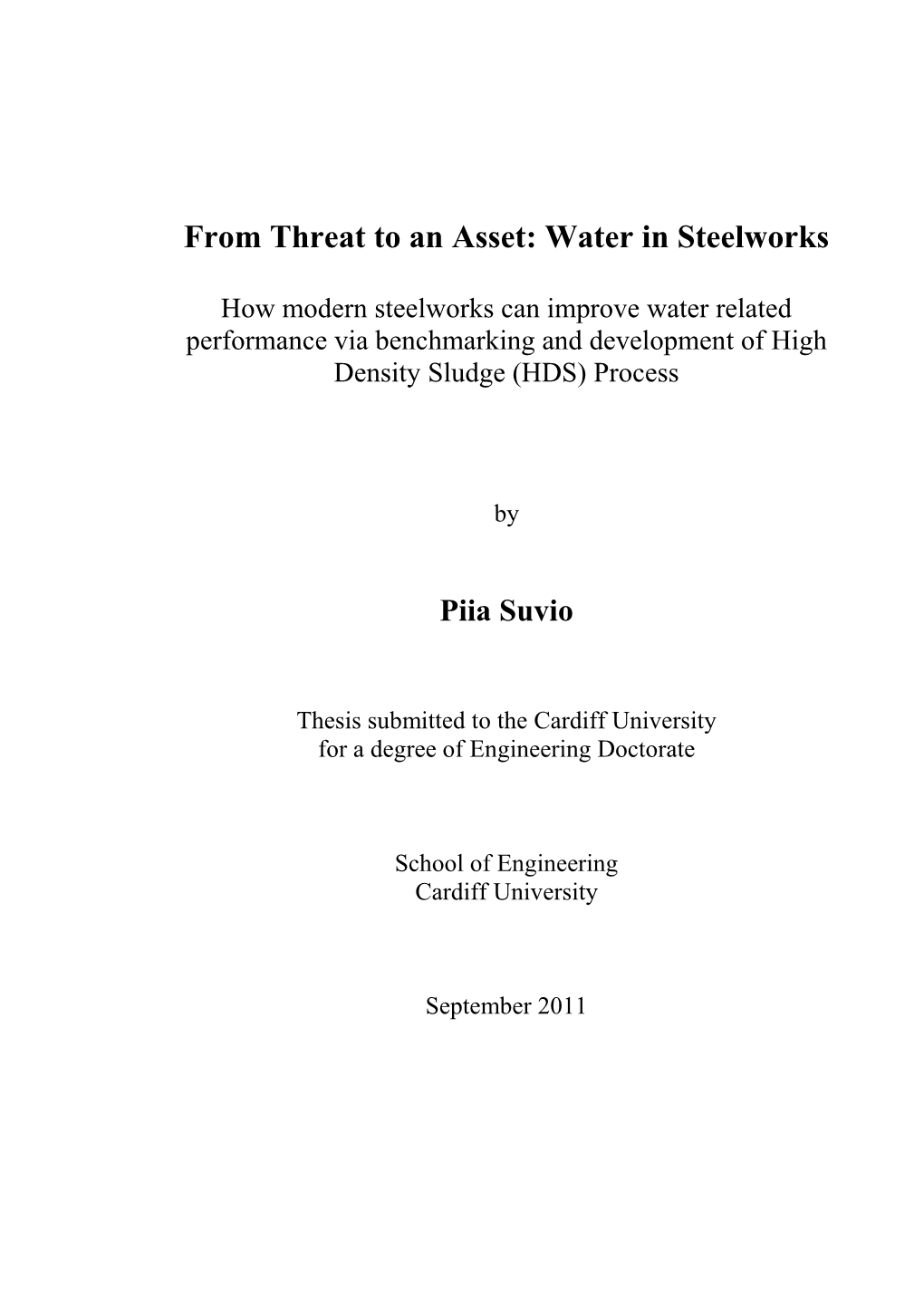 From Threat to an Asset: Water in Steelworks