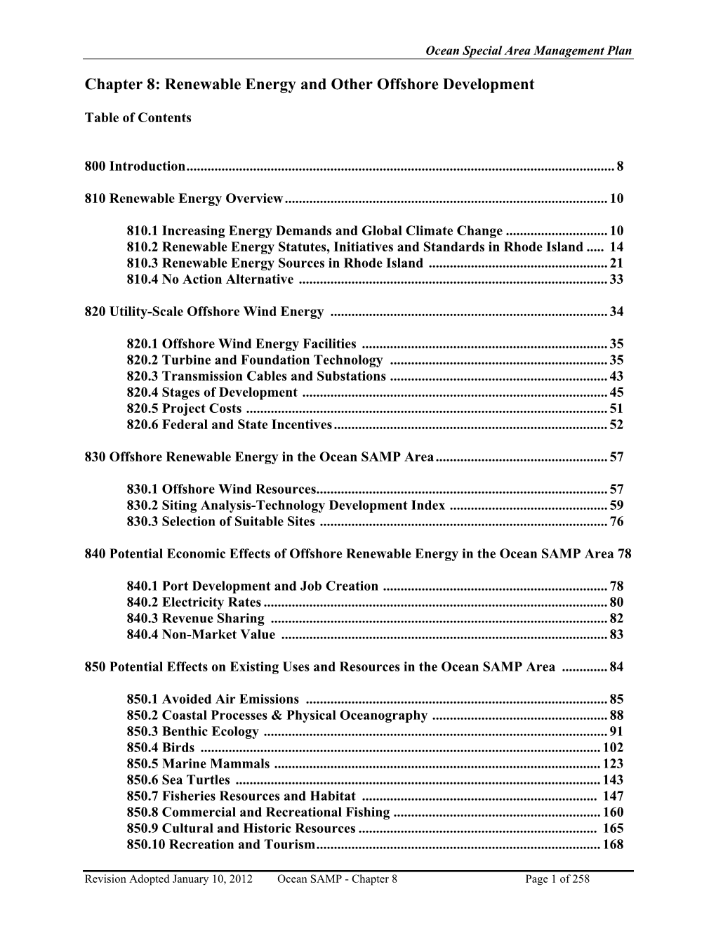 Chapter 8: Renewable Energy and Other Offshore Development