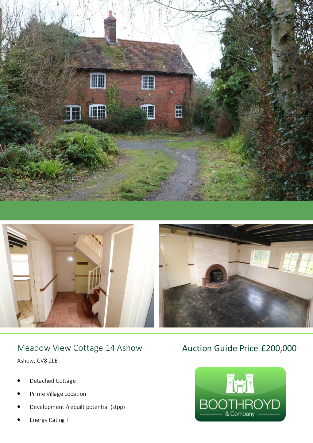 Auction Guide Price £200,000 Meadow View Cottage 14 Ashow