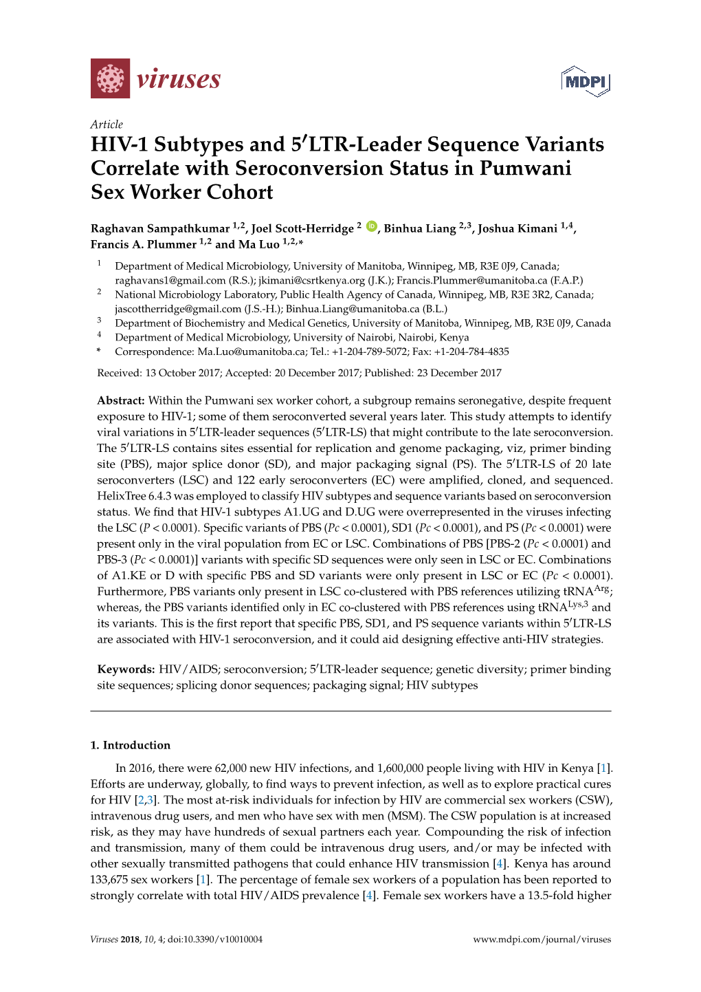 HIV-1 Subtypes and 5'LTR-Leader Sequence Variants Correlate With