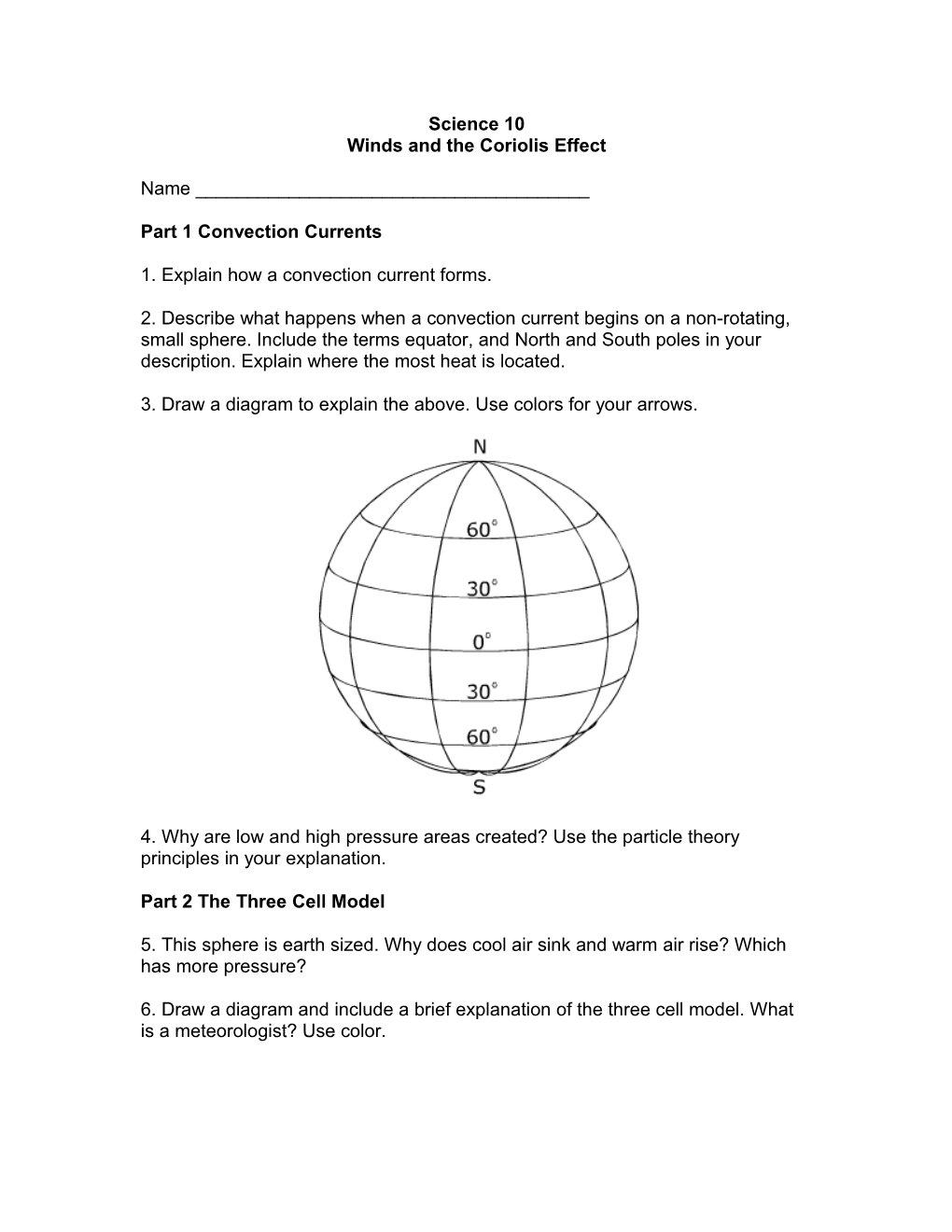 Winds and the Coriolis Effect