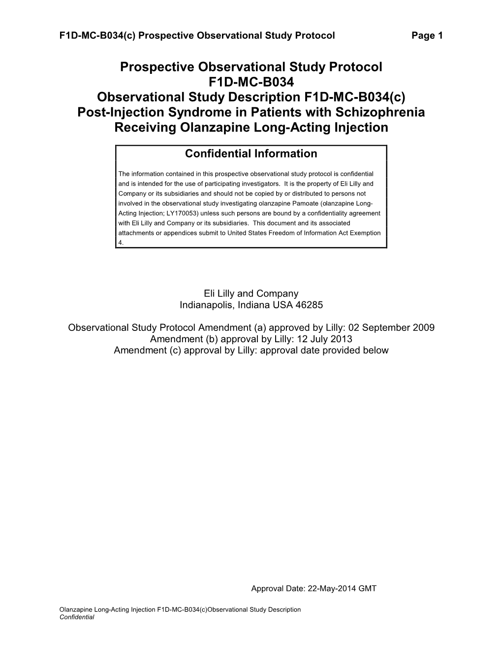 Prospective Observational Study Protocol F1D-MC-B034 Observational Study Description F1D-MC-B034(C)