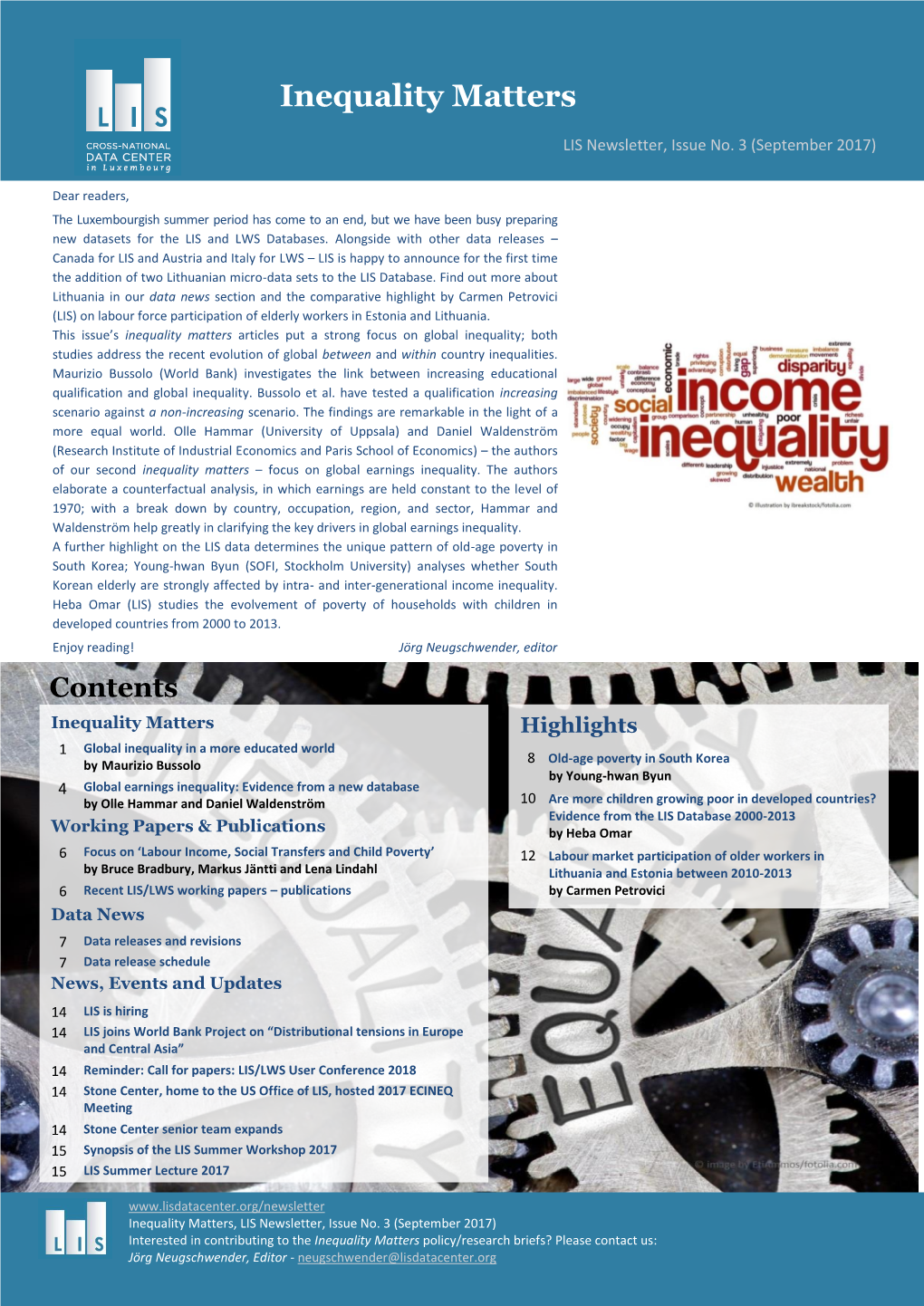 Inequality Matters LIS Newsletter, Issue No