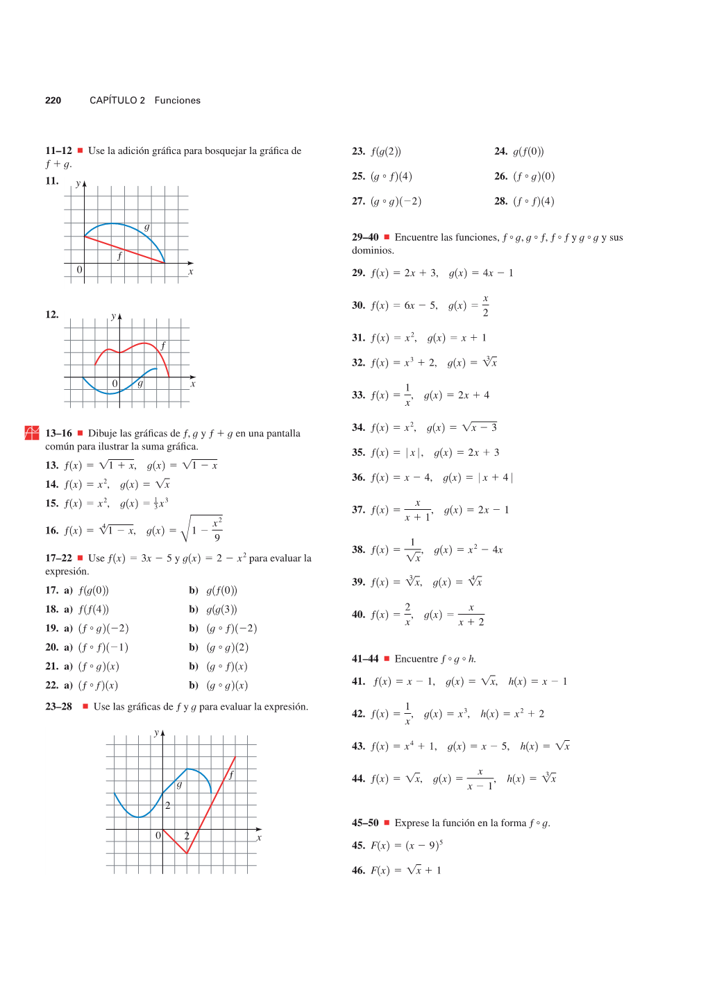 11–12 Use La Adición Gráfica Para Bosquejar La Gráfica De F G. 11. 12