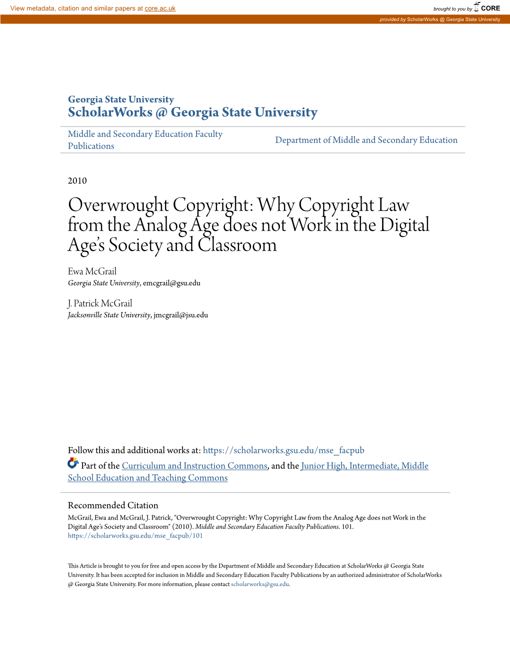 Why Copyright Law from the Analog Age Does Not Work in the Digital Age's Society and Classroom