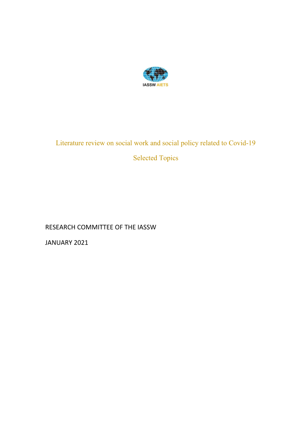Literature Review on Social Work and Social Policy Related to Covid-19