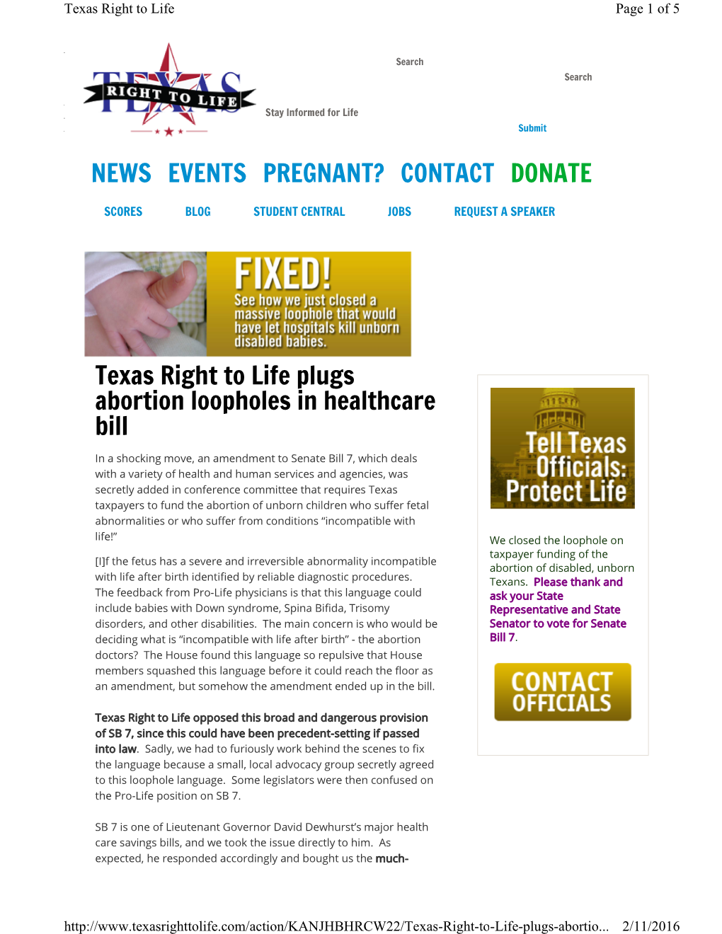 Texas Right to Life Plugs Abortion Loopholes in Healthcare Bill