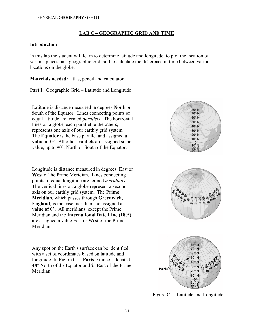 Lab C – Geographic Grid and Time