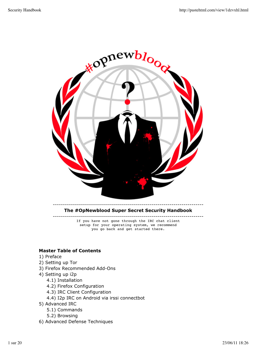 Opnewblood Super Secret Security Handbook