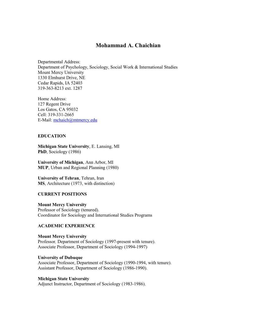 Chaichian-Mohammad-Curriculum-Vitae.Pdf