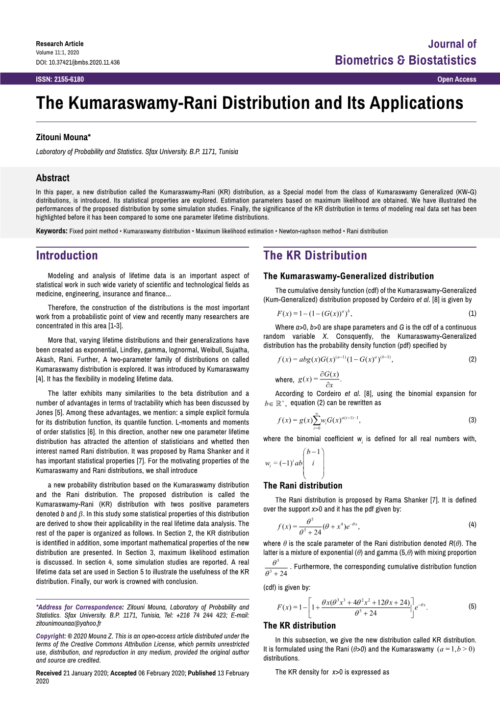 The Kumaraswamy-Rani Distribution and Its Applications