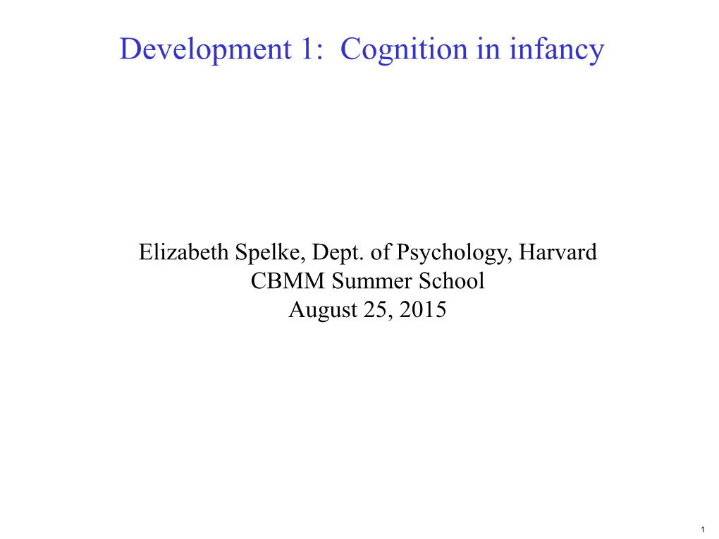 Cognition in Infancy