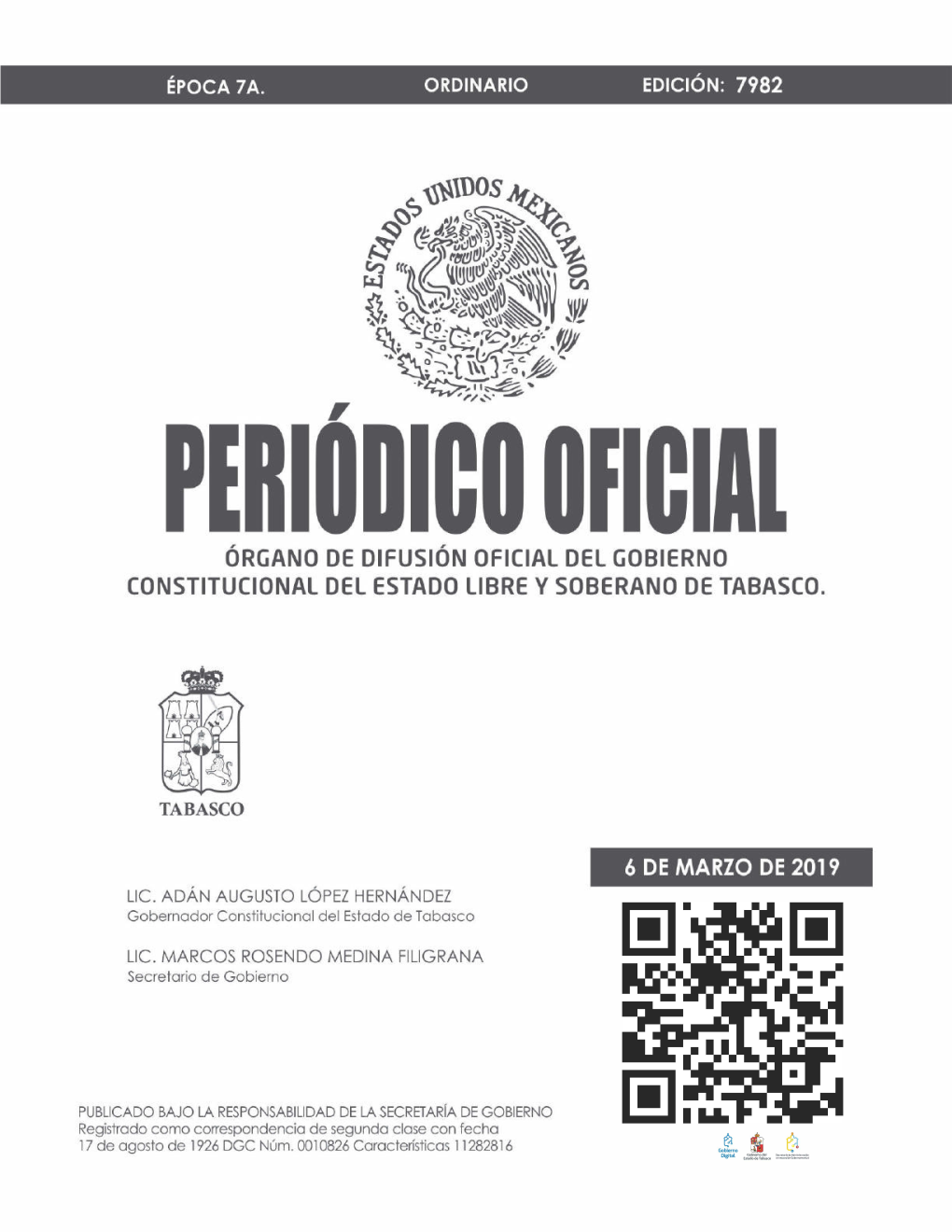 Órgano De Difusión Oficial Del Gobierno Constitucional Del Estado Libre Y Soberano De Tabasco