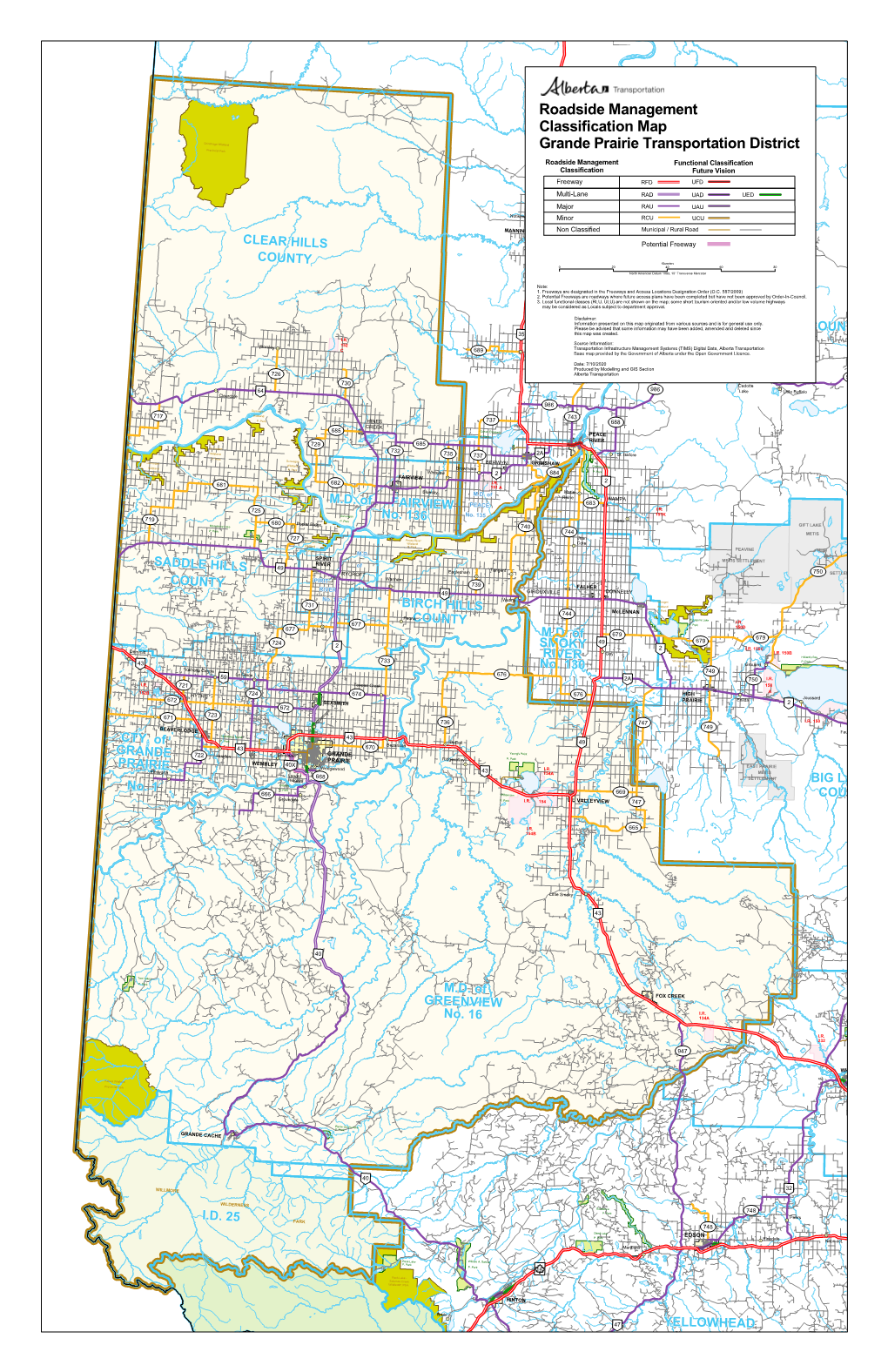 Roadside Management Classification Map 692 Ch Inchaga Wildland Grande Prairienotik Transportation District Provincial Park Ewin P
