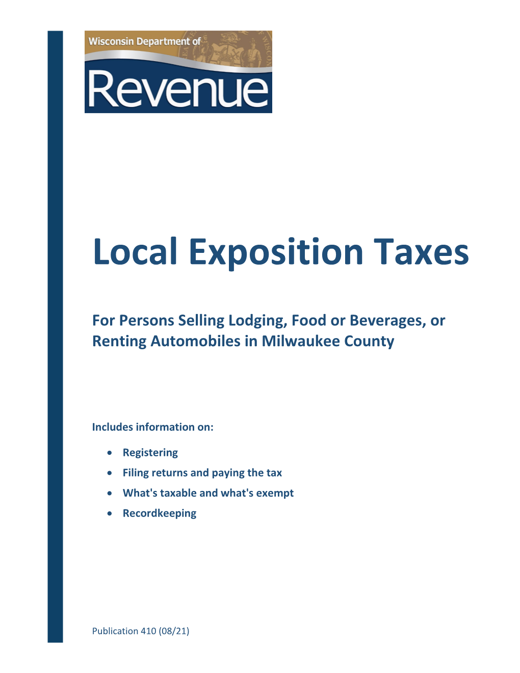 Pub 410 Local Exposition Taxes -- August 2021