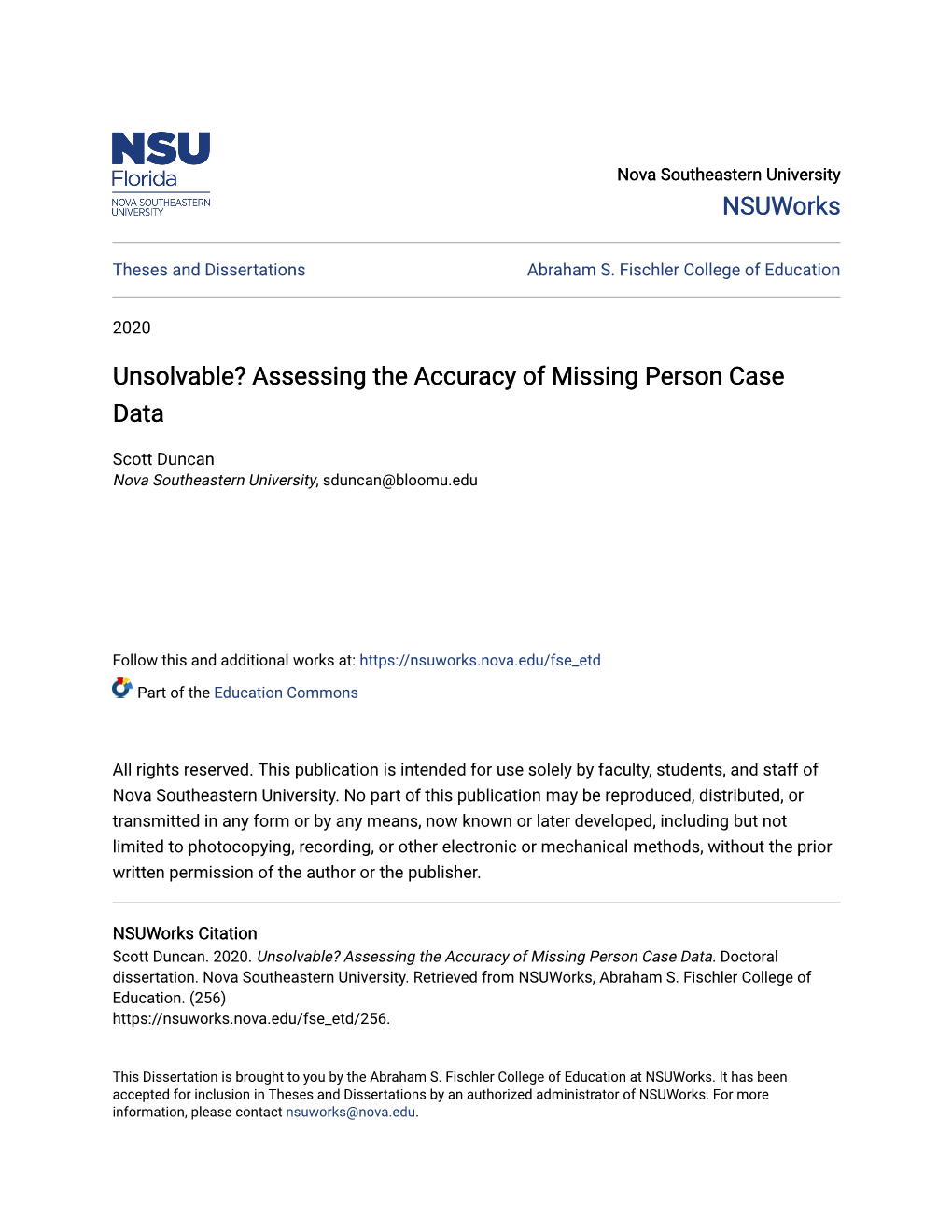 Unsolvable? Assessing the Accuracy of Missing Person Case Data