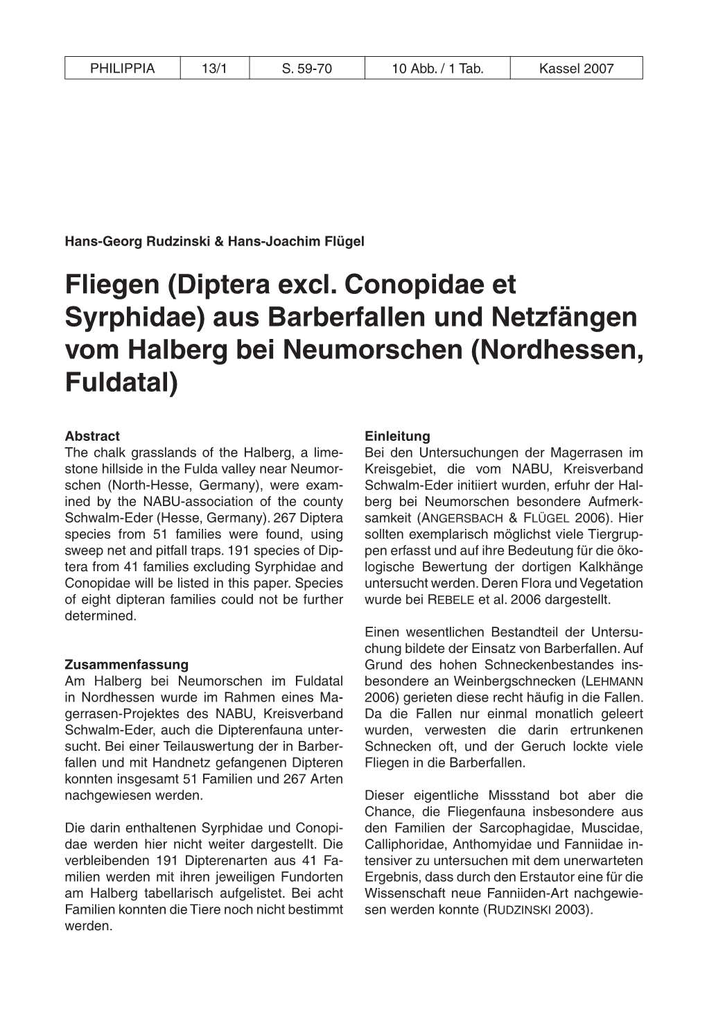 Fliegen (Diptera Excl