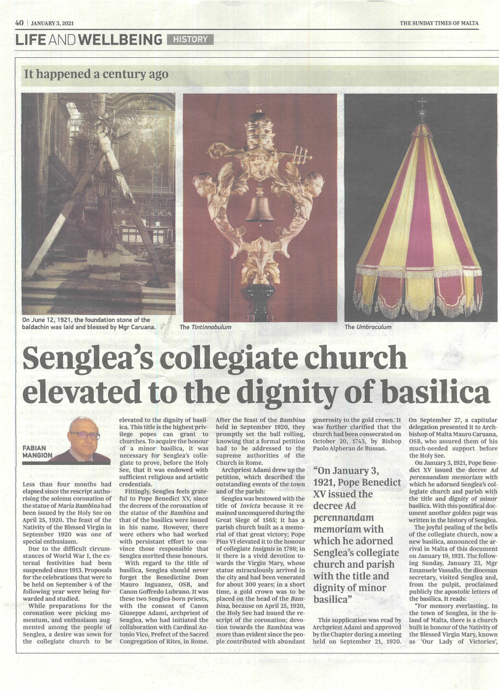 Senglea's Collegiate Church Elevated to the Dignity of Basilica