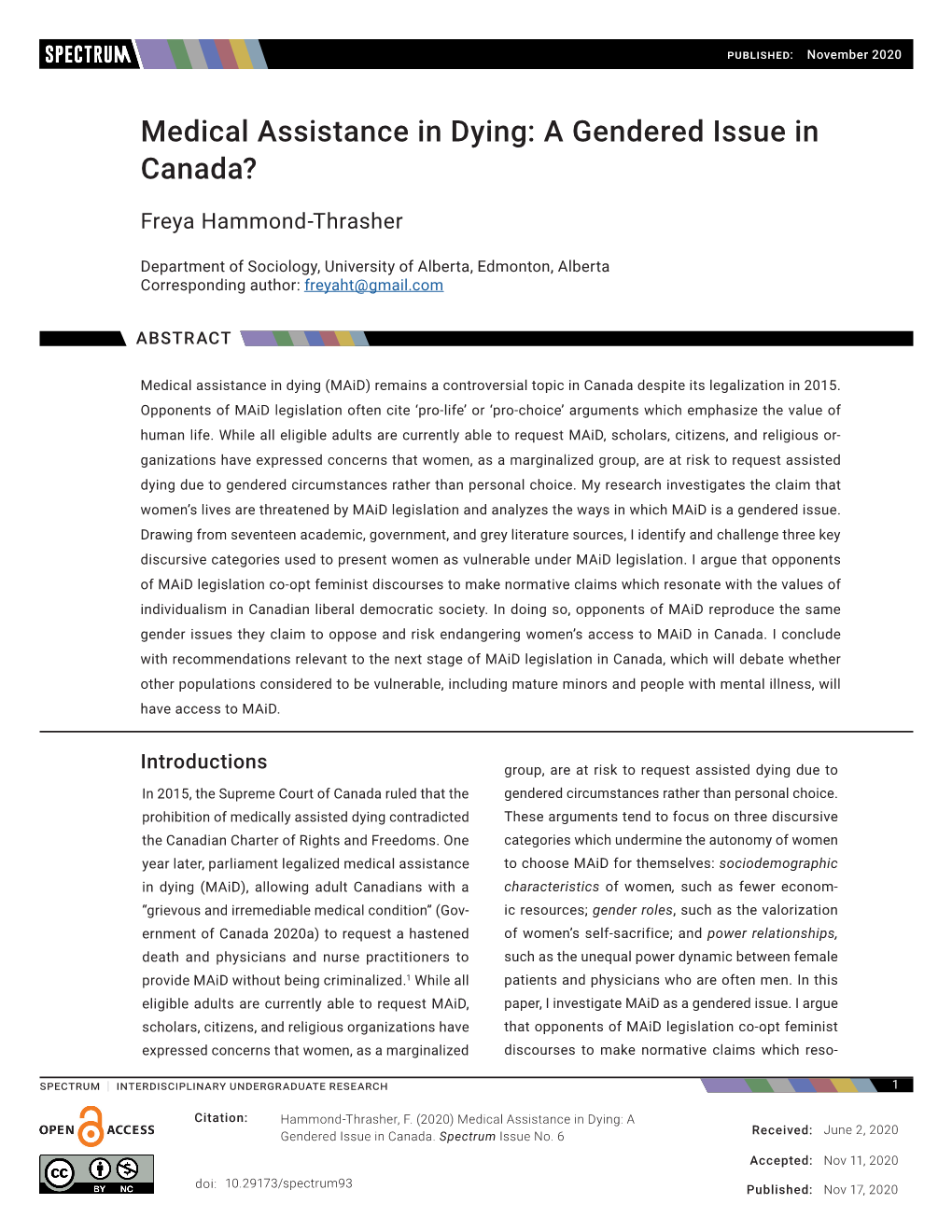 Medical Assistance in Dying: a Gendered Issue in Canada?