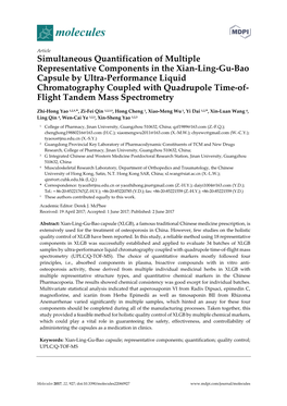 Simultaneous Quantification of Multiple Representative Components in the Xian-Ling-Gu-Bao Capsule by Ultra-Performance Liquid Ch