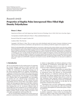 Properties of Raphia Palm Interspersed Fibre Filled High Density Polyethylene