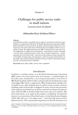 Challenges for Public Service Radio in Small Nations Lessons from Scotland
