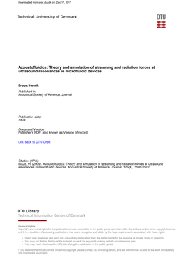 Theory and Simulation of Streaming and Radiation Forces at Ultrasound Resonances in Microfluidic Devices