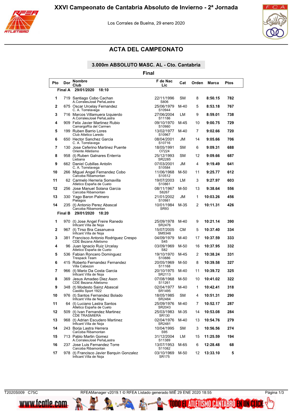 XXVI Campeonato De Cantabria Absoluto De Invierno - 2ª Jornada