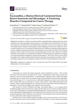 Fucoxanthin, a Marine-Derived Carotenoid from Brown Seaweeds and Microalgae: a Promising Bioactive Compound for Cancer Therapy