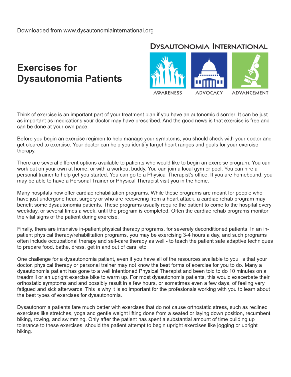 Exercises for Dysautonomia Patients