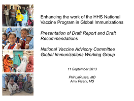 Enhancing the Work of the HHS National Vaccine Program in Global Immunizations