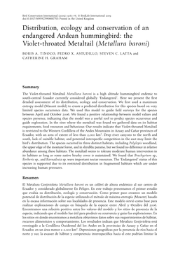 The Violet-Throated Metaltail ( Metallura Baroni)