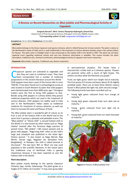 A Review on Recent Researches on Bhut Jolokia and Pharmacological Activity of Capsaicin
