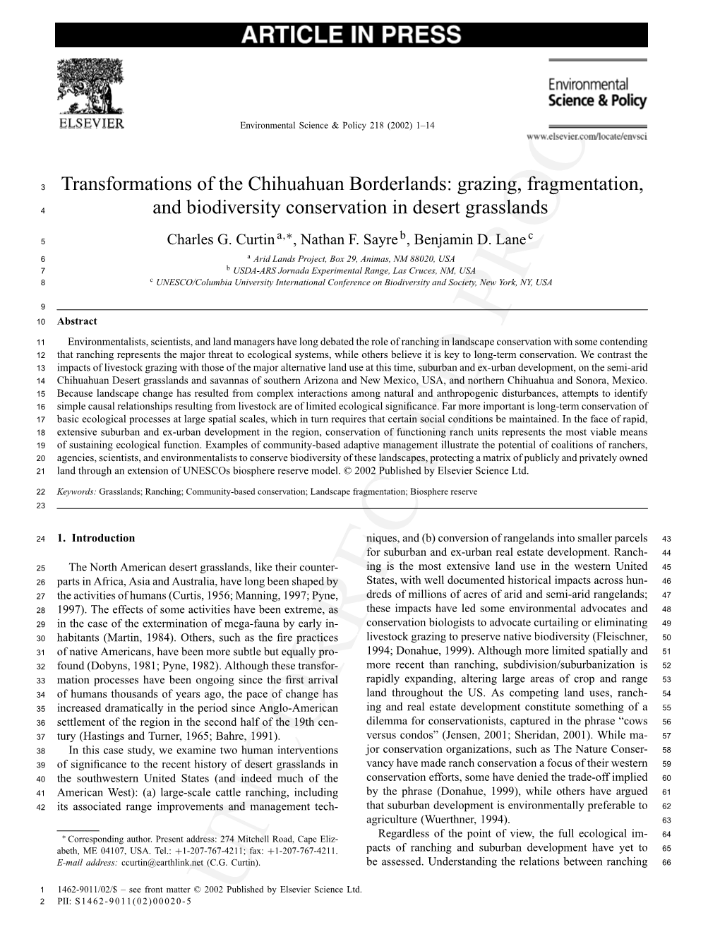 Transformations of the Chihuahuan Borderlands: Grazing, Fragmentation