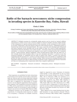 Battle of the Barnacle Newcomers: Niche Compression in Invading Species in Kaneohe Bay, Oahu, Hawaii