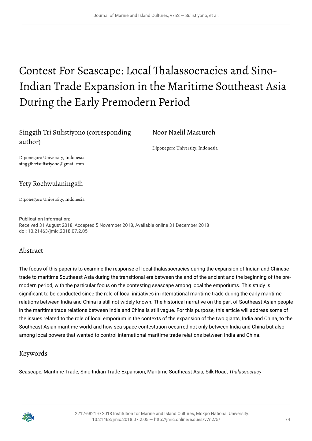 Local Thalassocracies and Sino-Indian