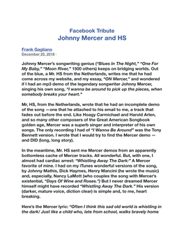 Johnny Mercer and HS