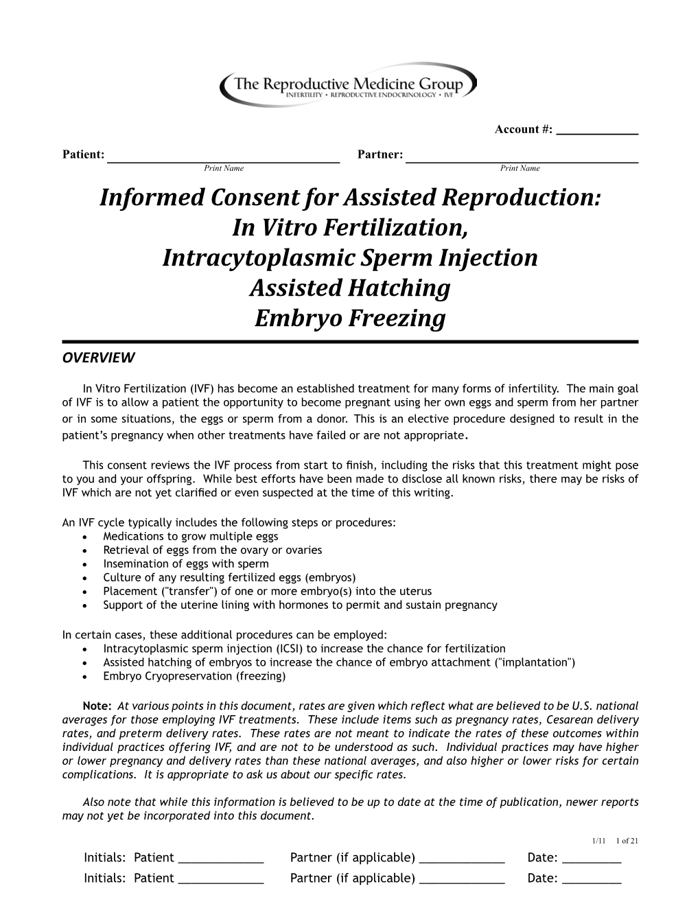 Informed Consent For Assisted Reproduction In Vitro Fertilization Intracytoplasmic Sperm 9460