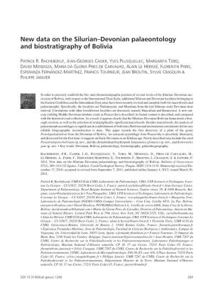 New Data on the Silurian–Devonian Palaeontology and Biostratigraphy of Bolivia